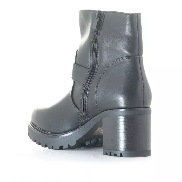 Botines tacón Owel austin negros con dos tiras y hebillas