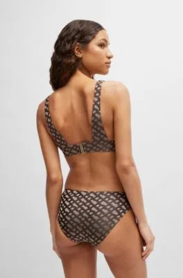 Braguita de bikini con monograma en jacquard y logo metálico