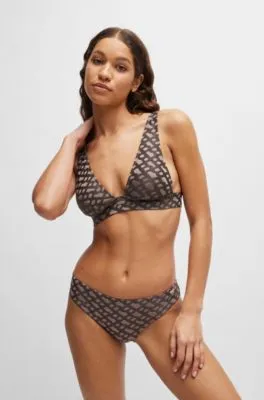 Braguita de bikini con monograma en jacquard y logo metálico