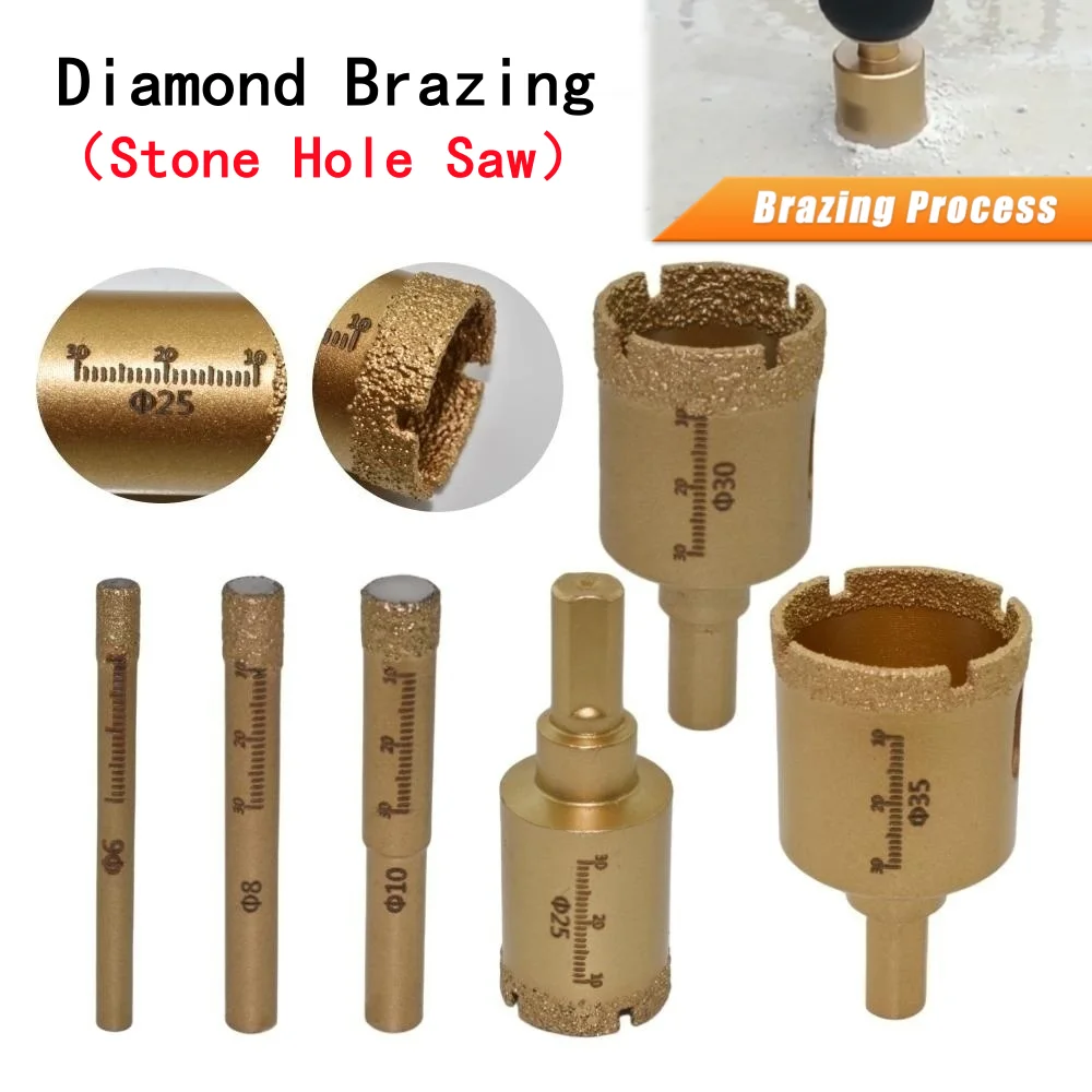 Broca Copa para Porcelanatos, Mármol y Azulejos – Núcleo de Diamante Soldado (6mm – 200mm)