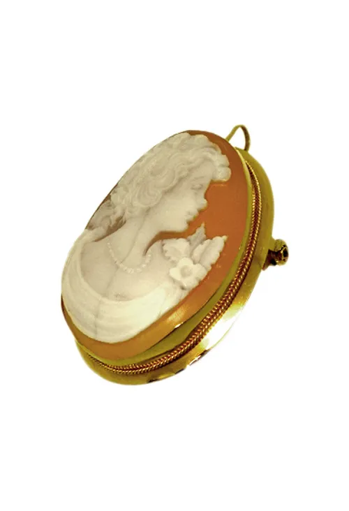 Broche solapa oro camafeo de concha 037_B29643