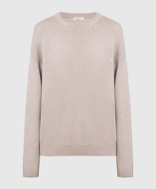 Brunello Cucinelli Beige cashmere and silk jumper with sequins