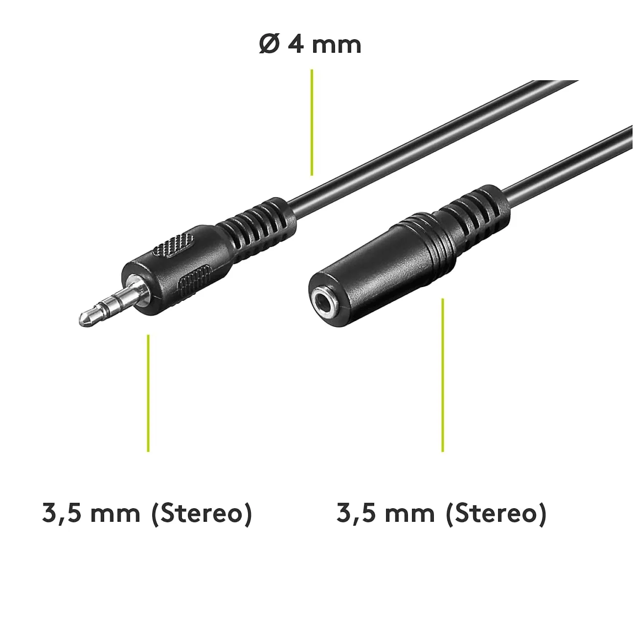 Cable Alargador De Audio Estéreo Jack 3.5 Mm 1 M Negro