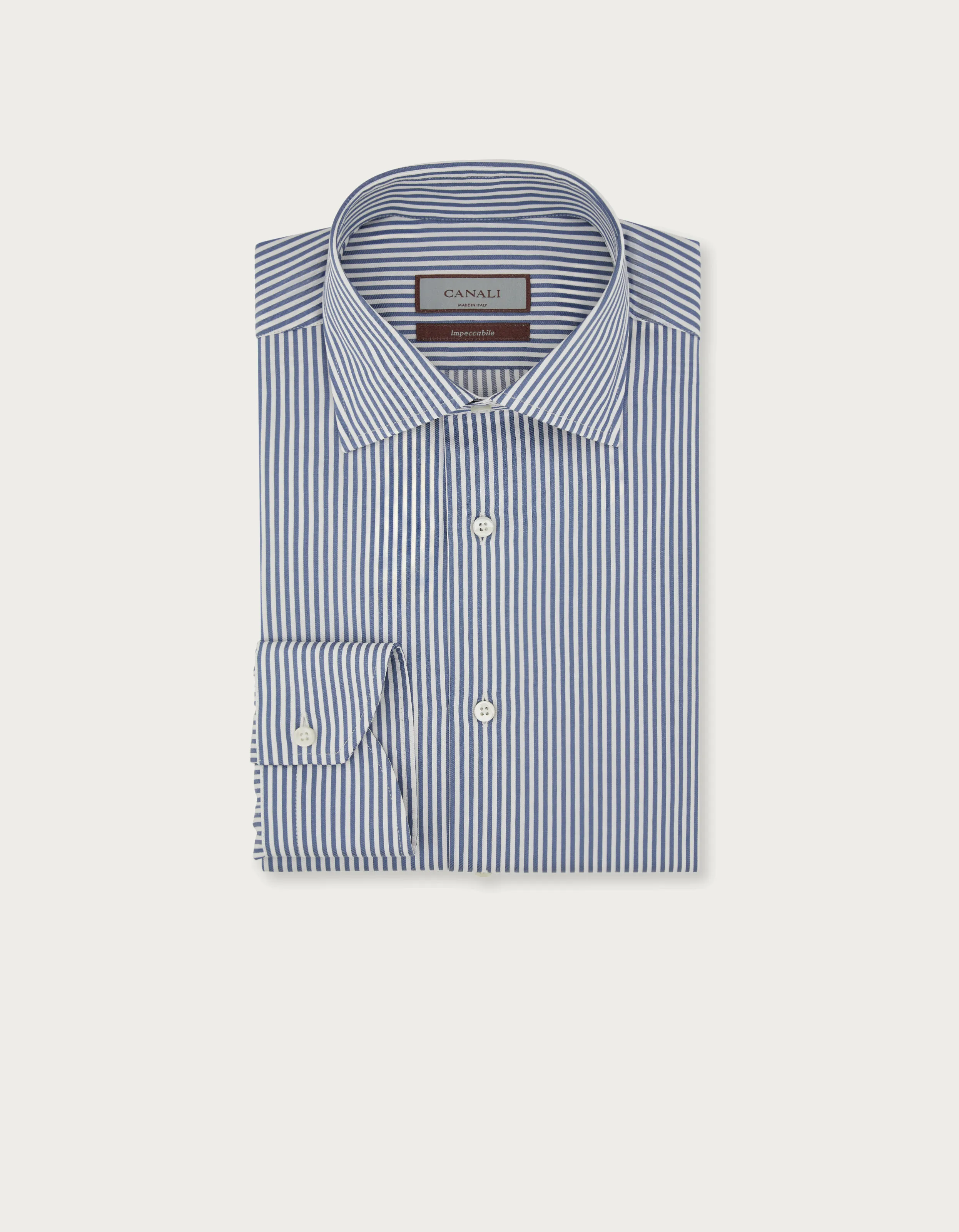 Camisa Impeccabile de corte regular de algodón blanca con rayas azules 
