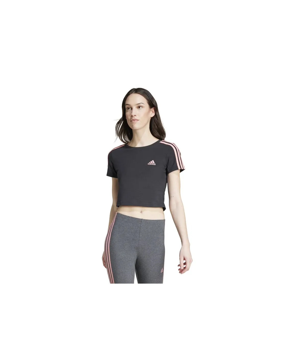 Camiseta adidas Essentials 3 Bandas Baby Mujer Negro