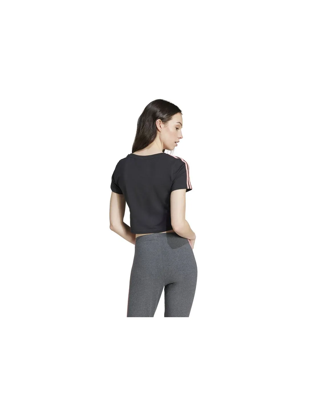 Camiseta adidas Essentials 3 Bandas Baby Mujer Negro