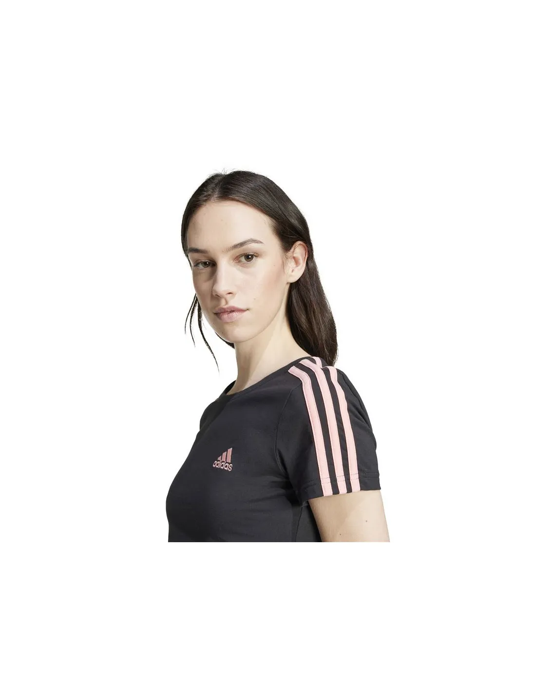 Camiseta adidas Essentials 3 Bandas Baby Mujer Negro