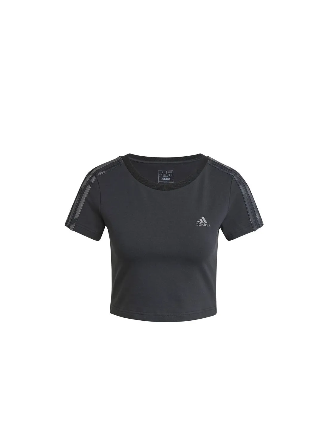 Camiseta adidas Essentials 3 Bandas Camo Print Baby Mujer Negro/Blanco