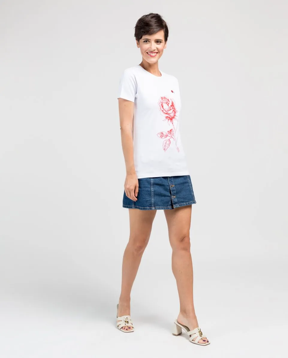 Camiseta de mujer de manga corta con estampado frontal