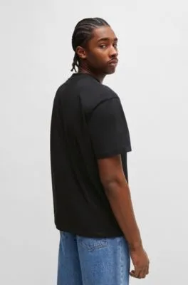 Camiseta de punto de algodón con logo azul