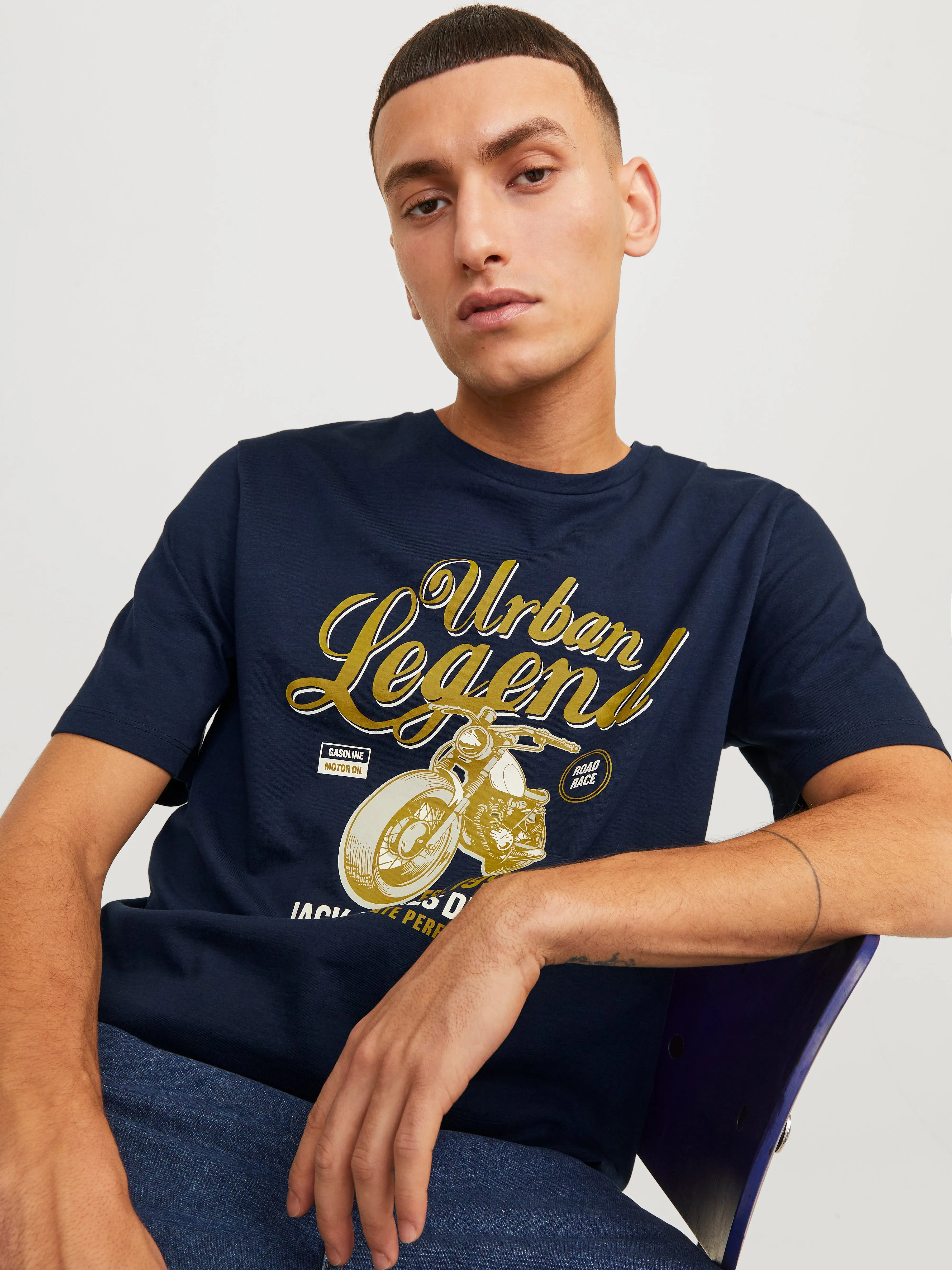 Camiseta Logotipo Cuello redondo | Azul oscuro | Jack & Jones®