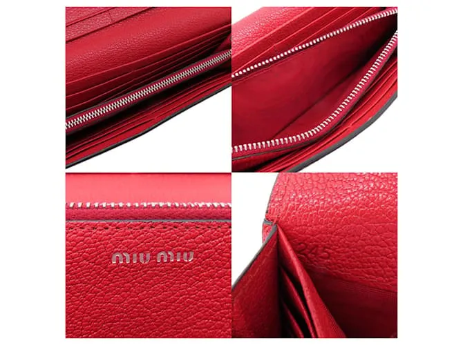 Cartera larga de cuero rojo Miu Miu Roja 