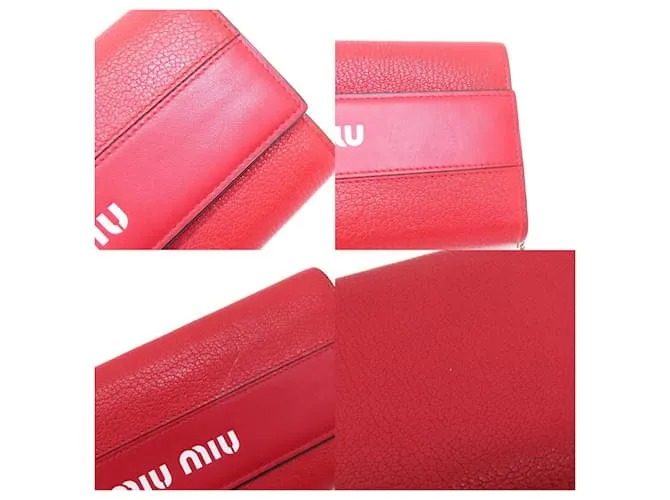 Cartera larga de cuero rojo Miu Miu Roja 