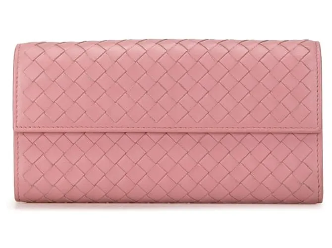 Cartera larga de cuero rosa Bottega Veneta 