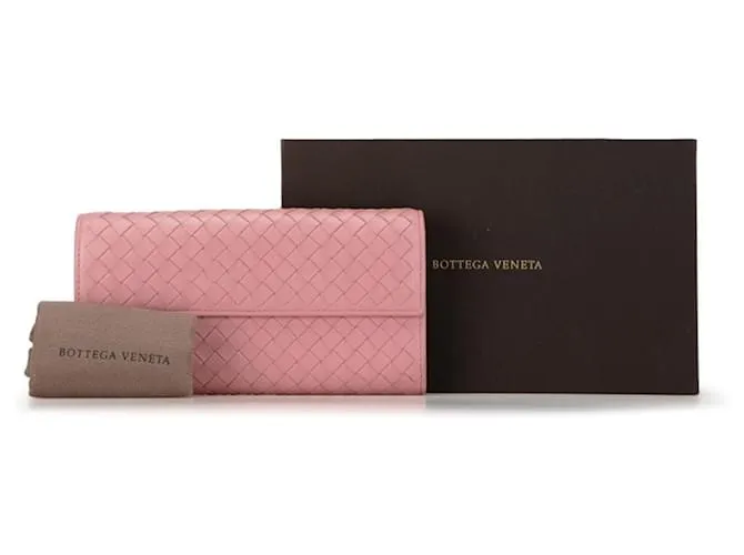 Cartera larga de cuero rosa Bottega Veneta 