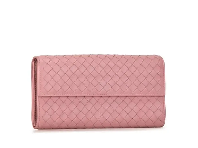 Cartera larga de cuero rosa Bottega Veneta 