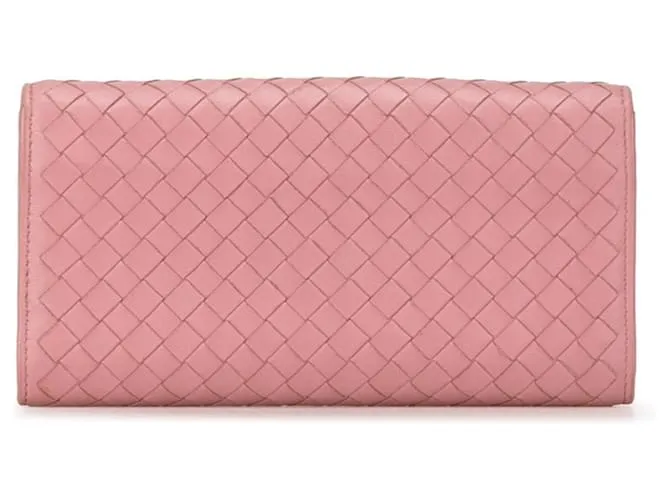 Cartera larga de cuero rosa Bottega Veneta 