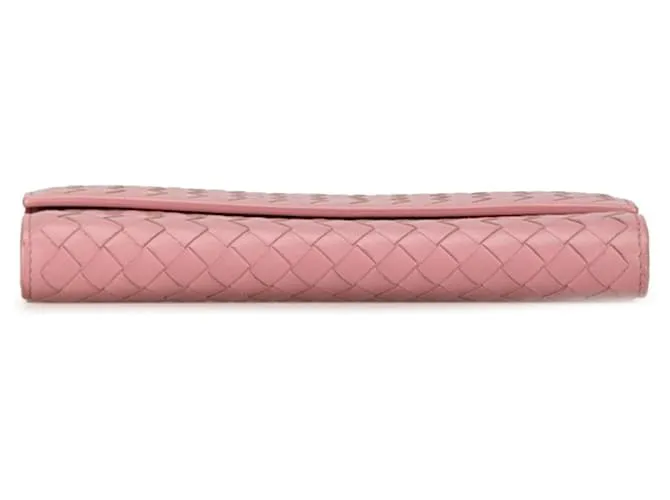 Cartera larga de cuero rosa Bottega Veneta 