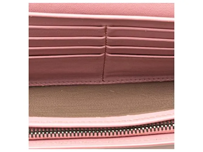 Cartera larga de cuero rosa Bottega Veneta 