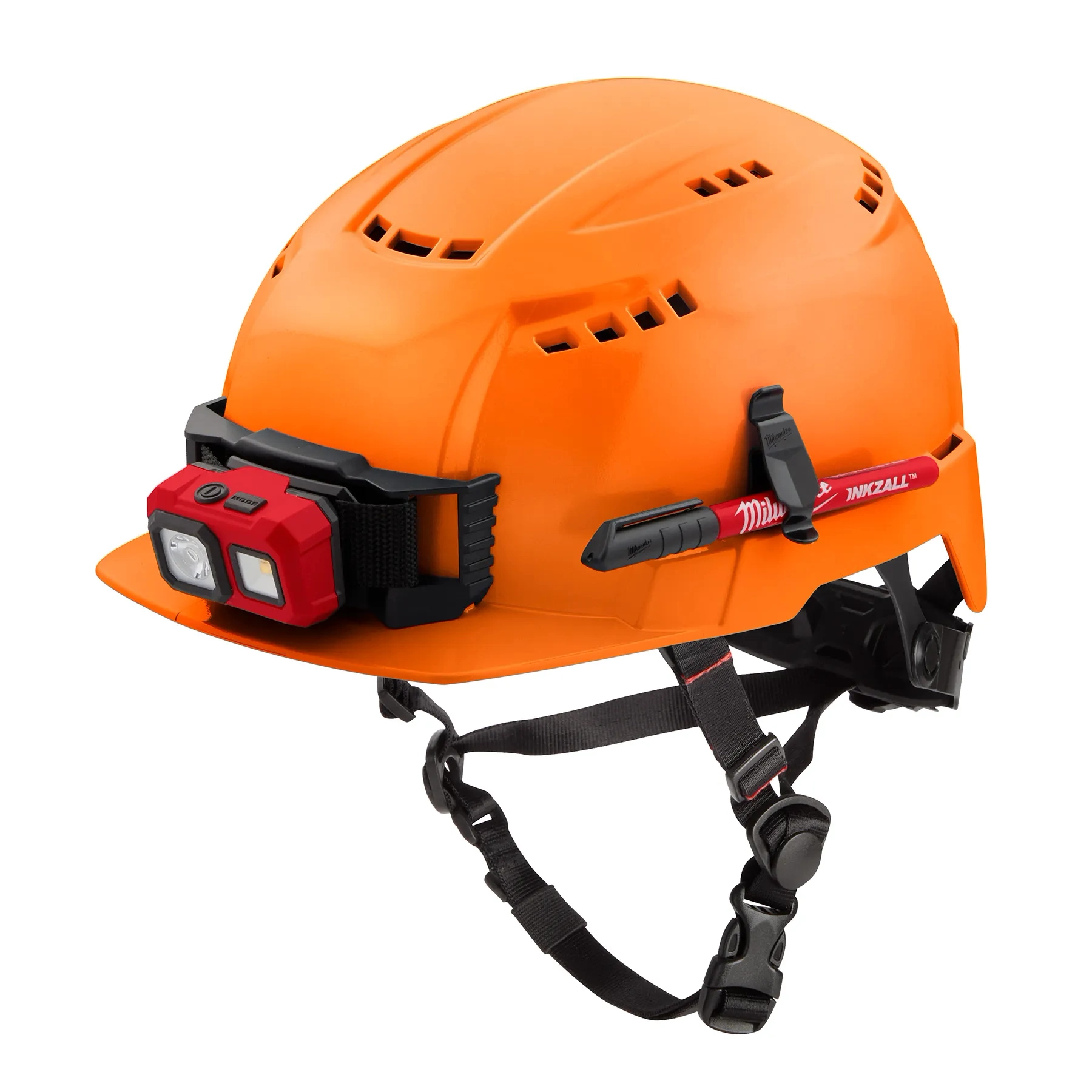 Casco de seguridad de ala delantera naranja con ventilación (EE. UU.): Tipo 2, Clase C