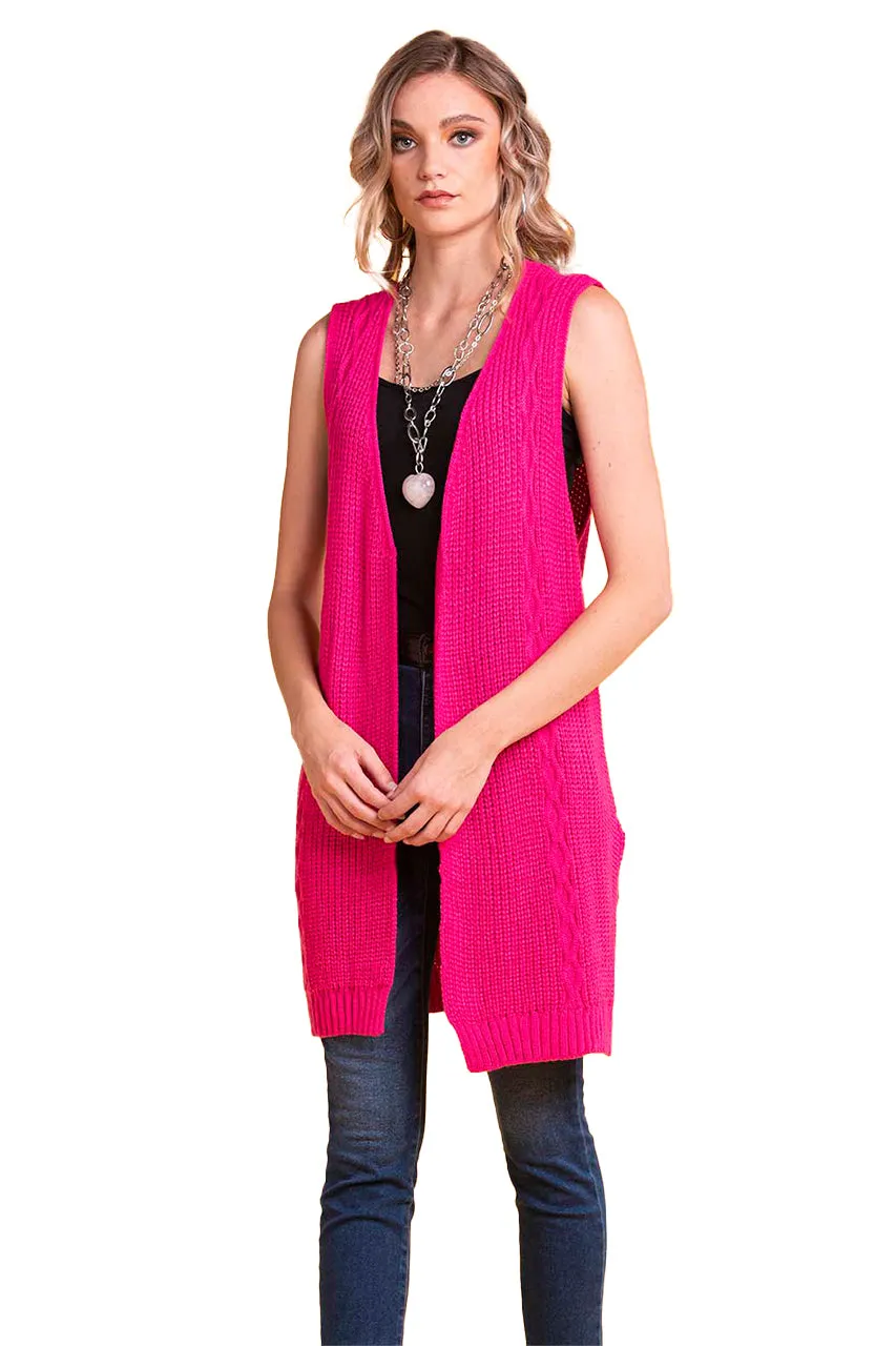Chaleco Largo Tejido de Punto para Mujer Cherry 5622