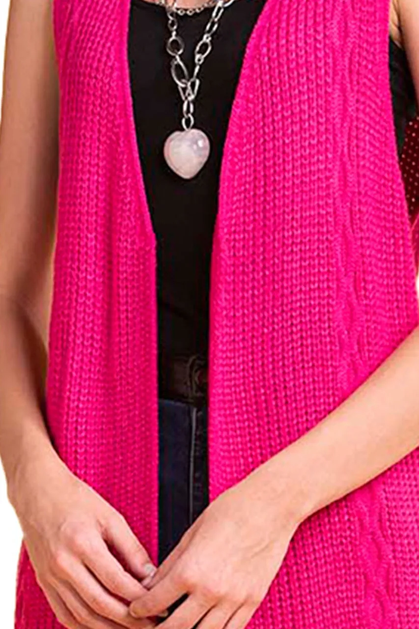 Chaleco Largo Tejido de Punto para Mujer Cherry 5622