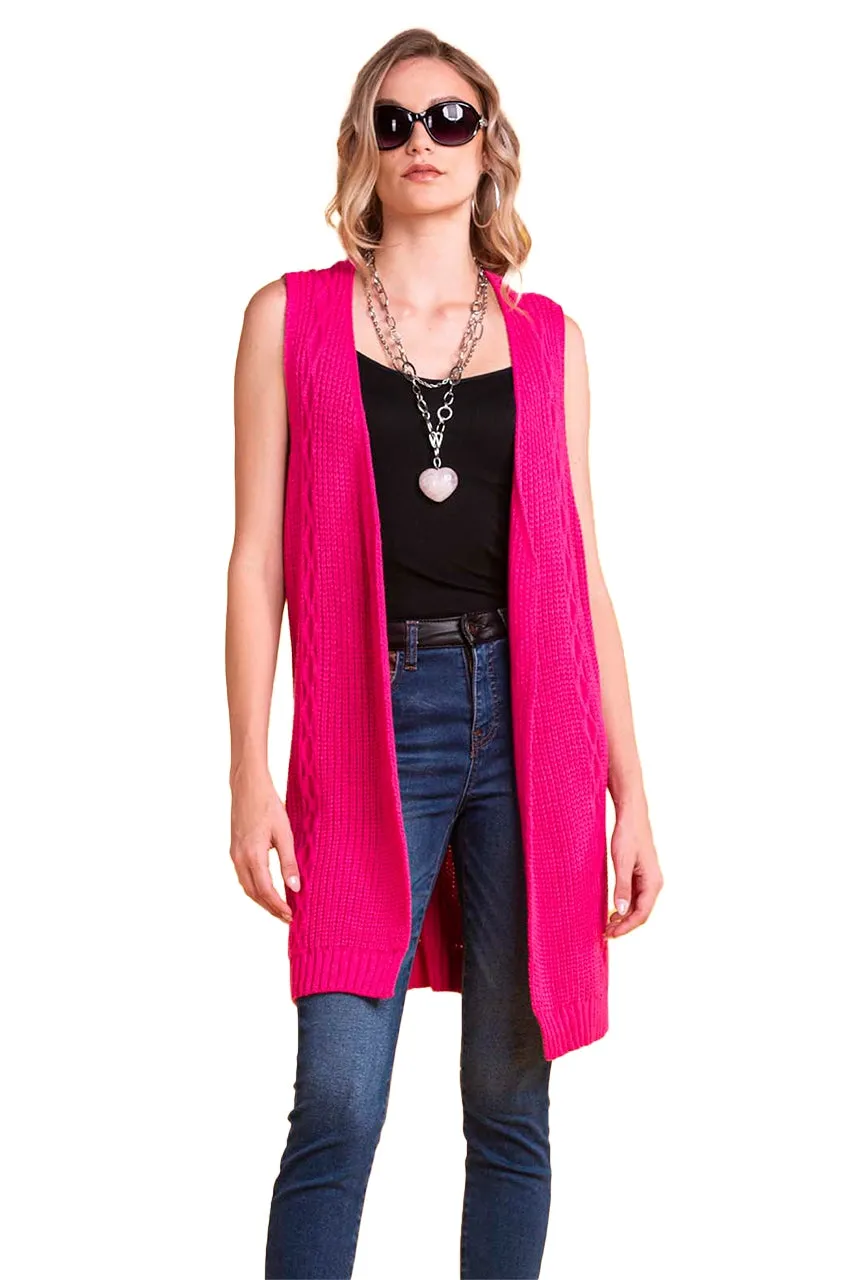 Chaleco Largo Tejido de Punto para Mujer Cherry 5622