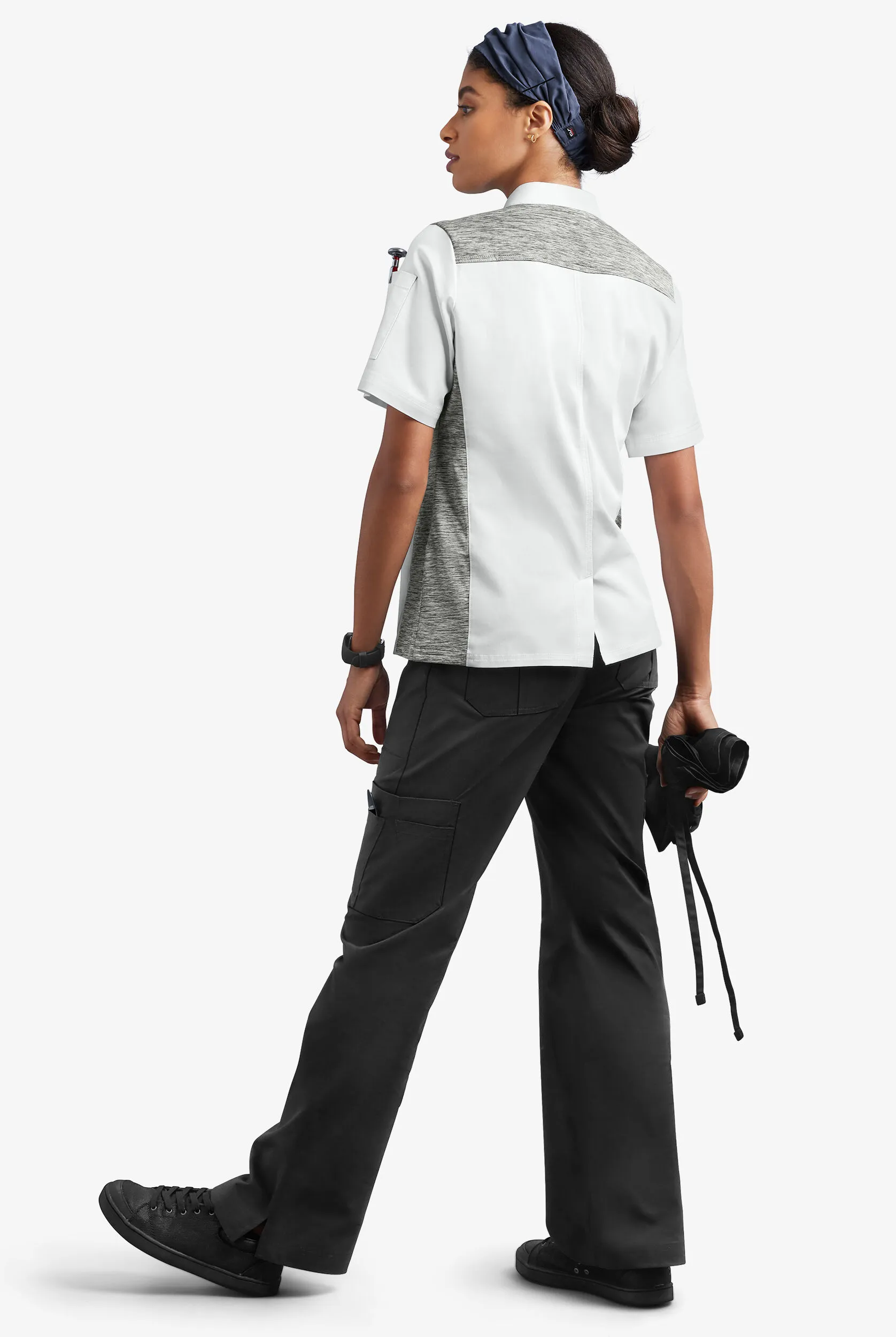 Chaqueta de gastronomía CHEF 360 STRETCH con mangas cortas y paneles de tejido para mujer