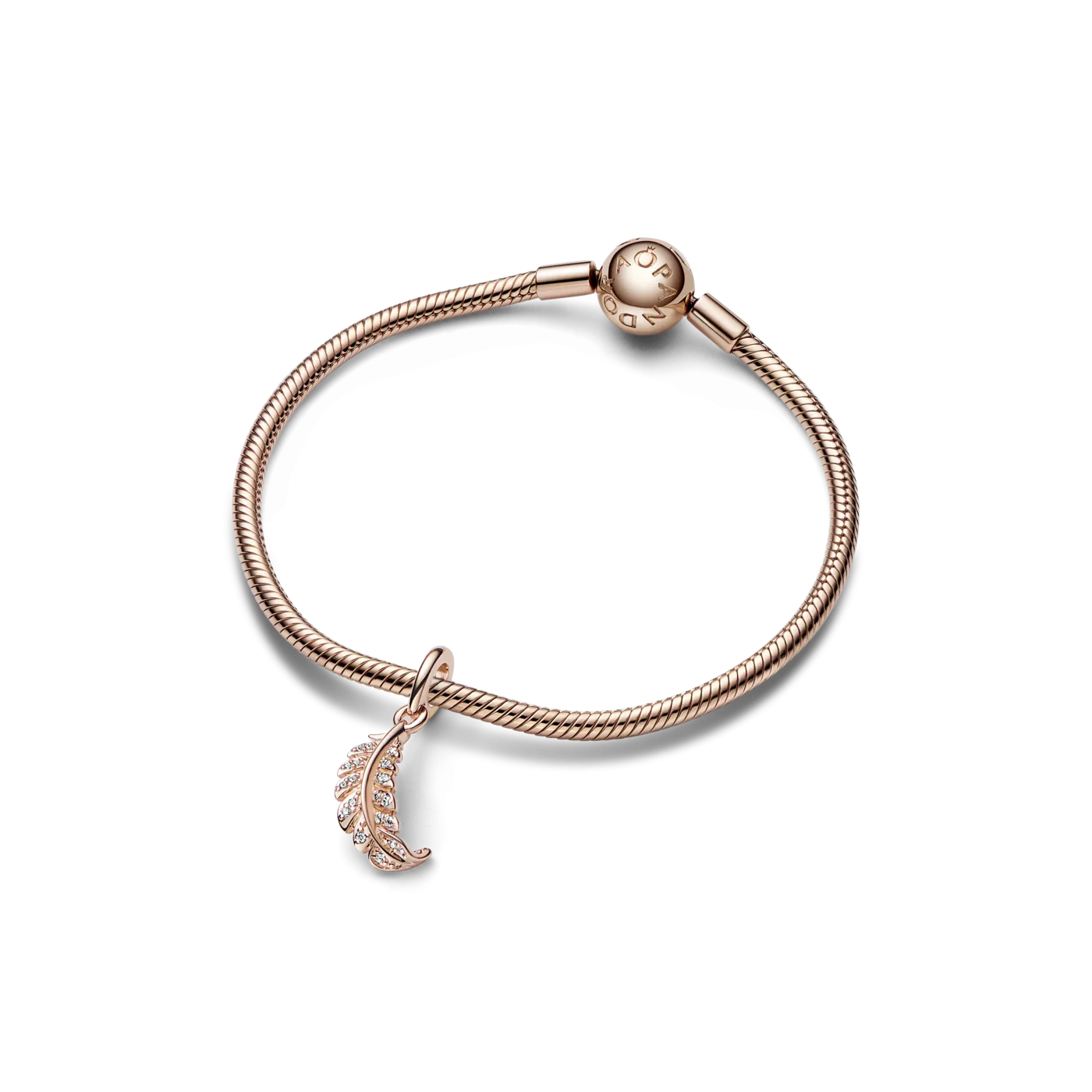 Charm Pandora Colgante rosa Pluma Curvada Flotante 782578C01