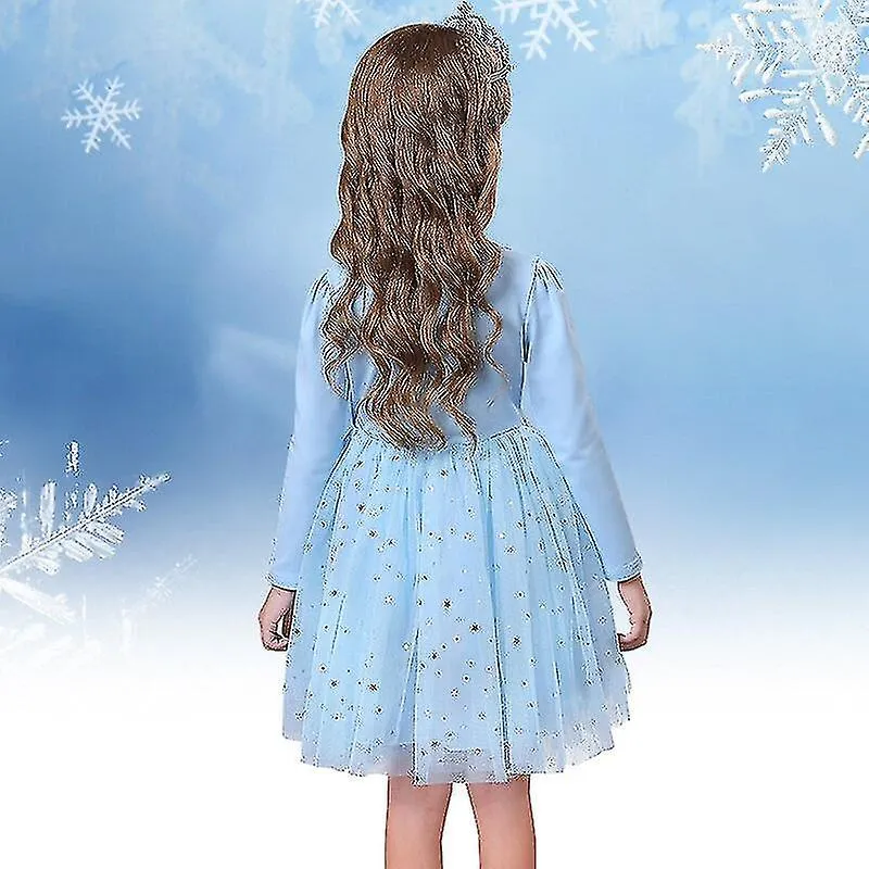 Chicas Princesa Elsa Vestidos de otoño Manga larga Anna Vestidos Niños Fiesta de cumpleaños Vestido de graduación