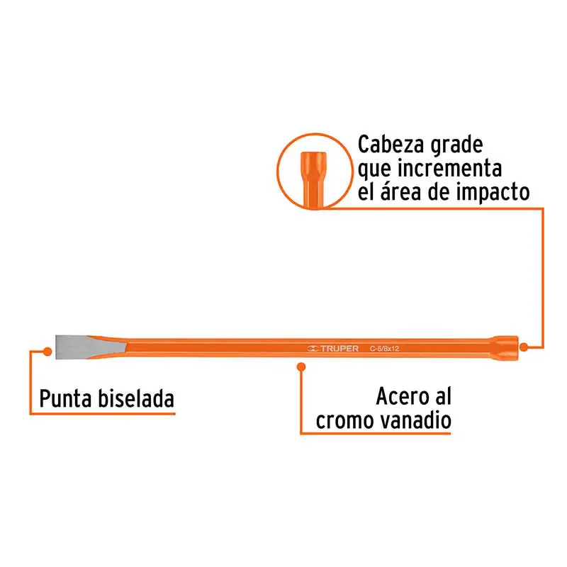 Cincel de Corte Frío Truper 12136 5/8 x 12 Pulg