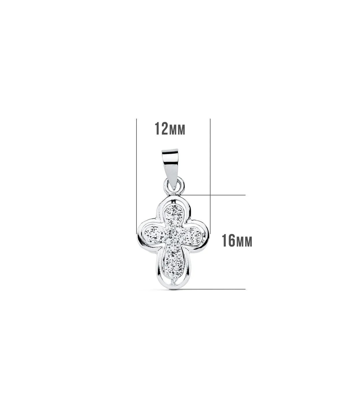 Colgante Cruz de Mujer Oro blanco 9K Circonitas 16mm