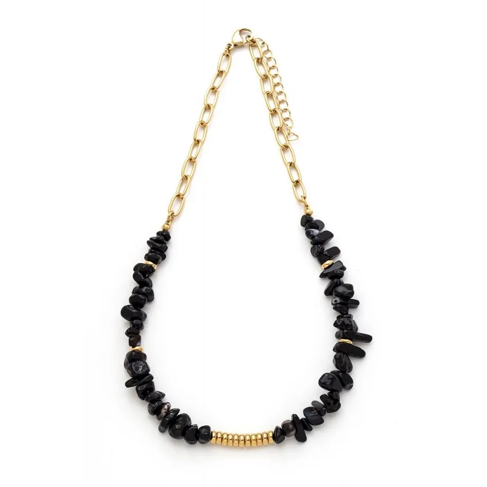 Collar Leire Ónix Negro Oro