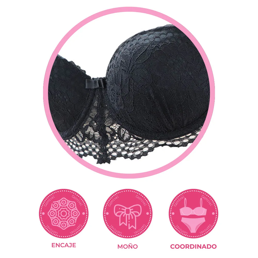 CONJUNTO DE MEDIA COPA CON ENCAJE C2398473984 LADY CARNIVAL