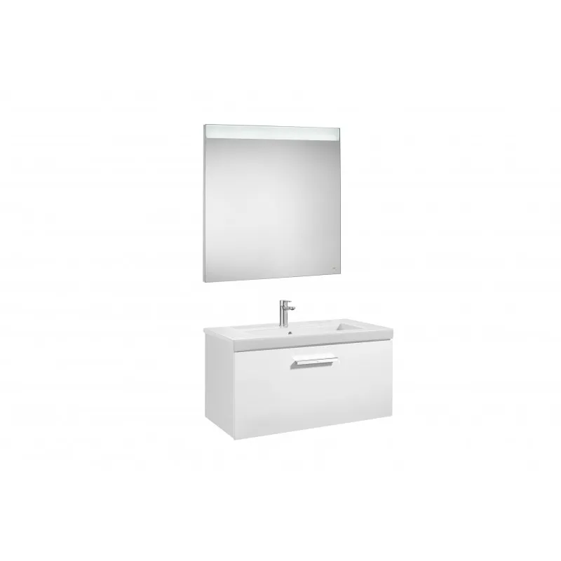 CONJUNTO DE MUEBLE CON UN CAJóN, LAVABO Y ESPEJO LED PRISMA  ROCA