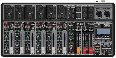CONSOLA ANALóGICA AUDIEN KGDM10 DE 10 CANALES CON ALIMENTACIóN FANTASMA Y 10 ENTRADAS XLR Y BLUETOOTH