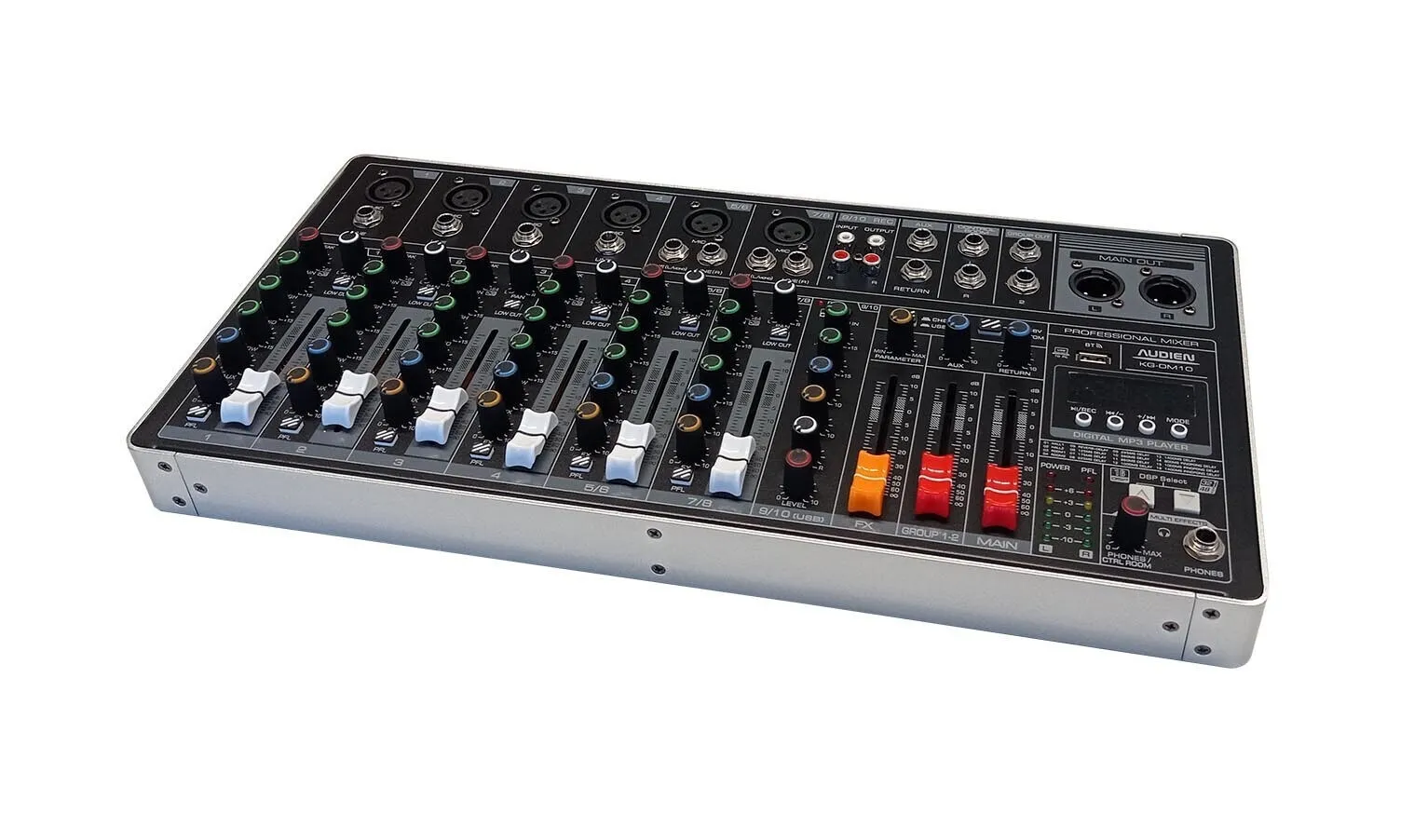 CONSOLA ANALóGICA AUDIEN KGDM10 DE 10 CANALES CON ALIMENTACIóN FANTASMA Y 10 ENTRADAS XLR Y BLUETOOTH