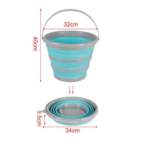 Cubo De Plastico Plegable 10 Litros Azul