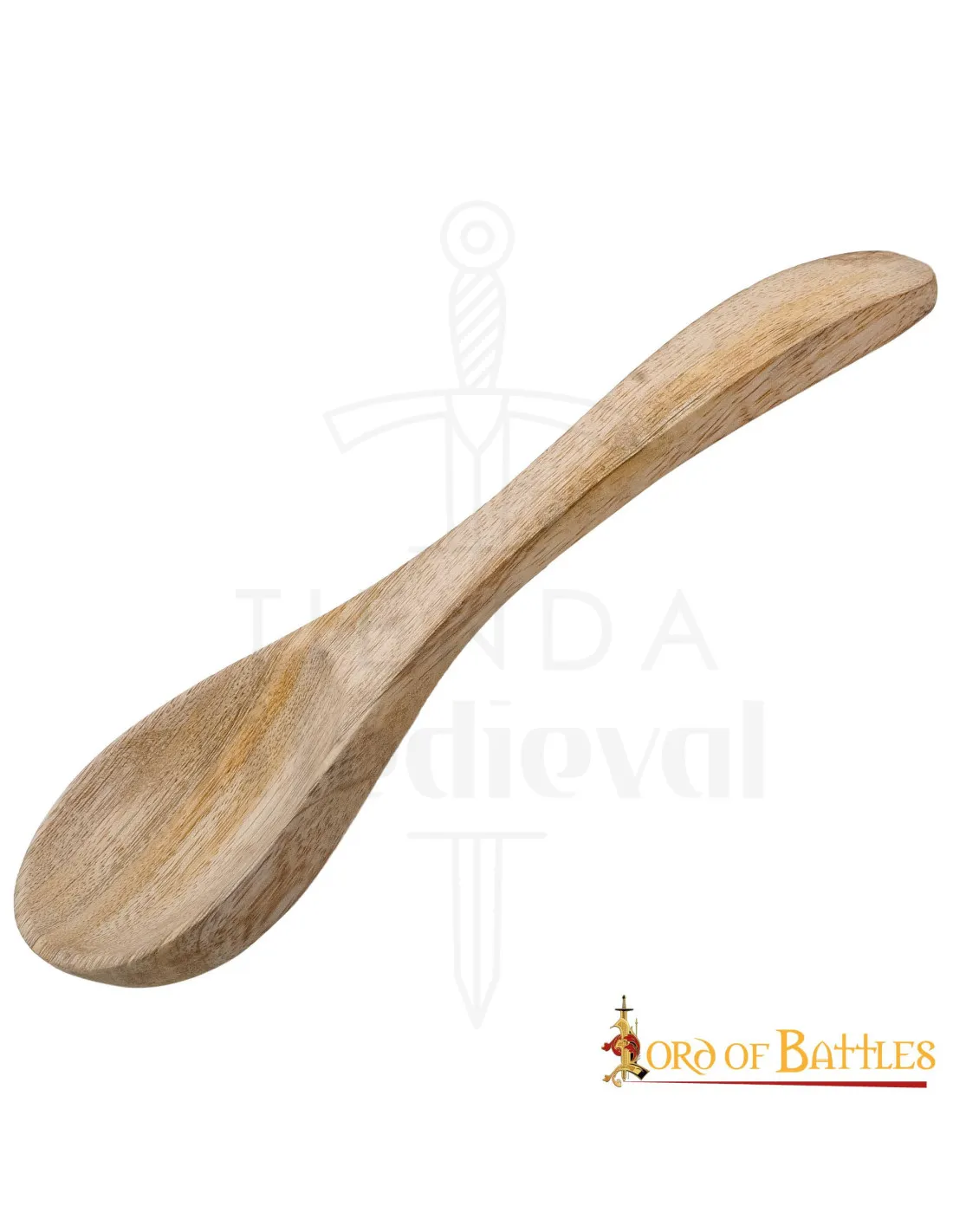 Cuchara medieval de madera funcional, 19 cm.