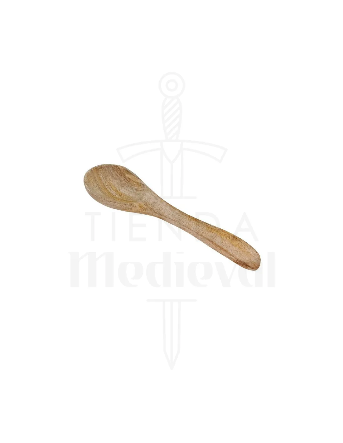 Cuchara medieval de madera funcional, 19 cm.