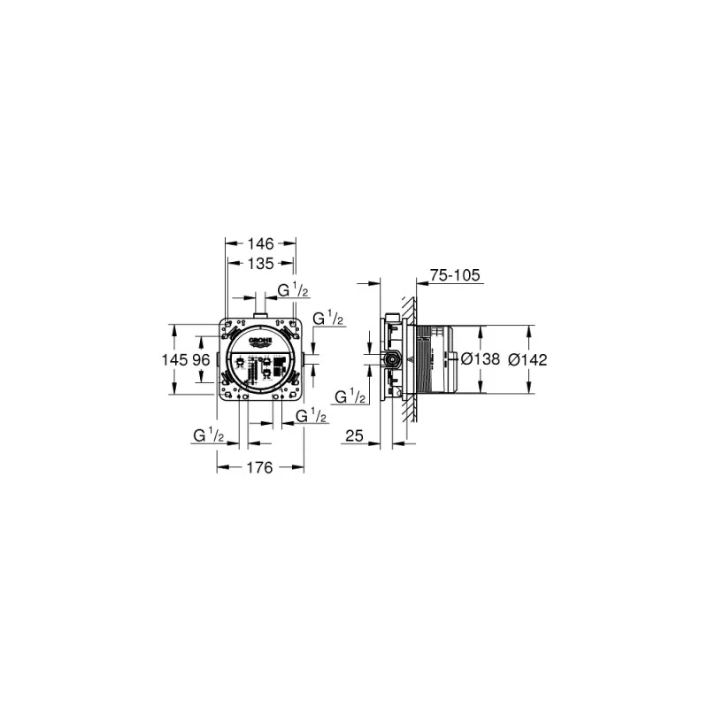 CUERPO EMPOTRADO UNIVERSAL 1/2" SMARTBOX  GROHE