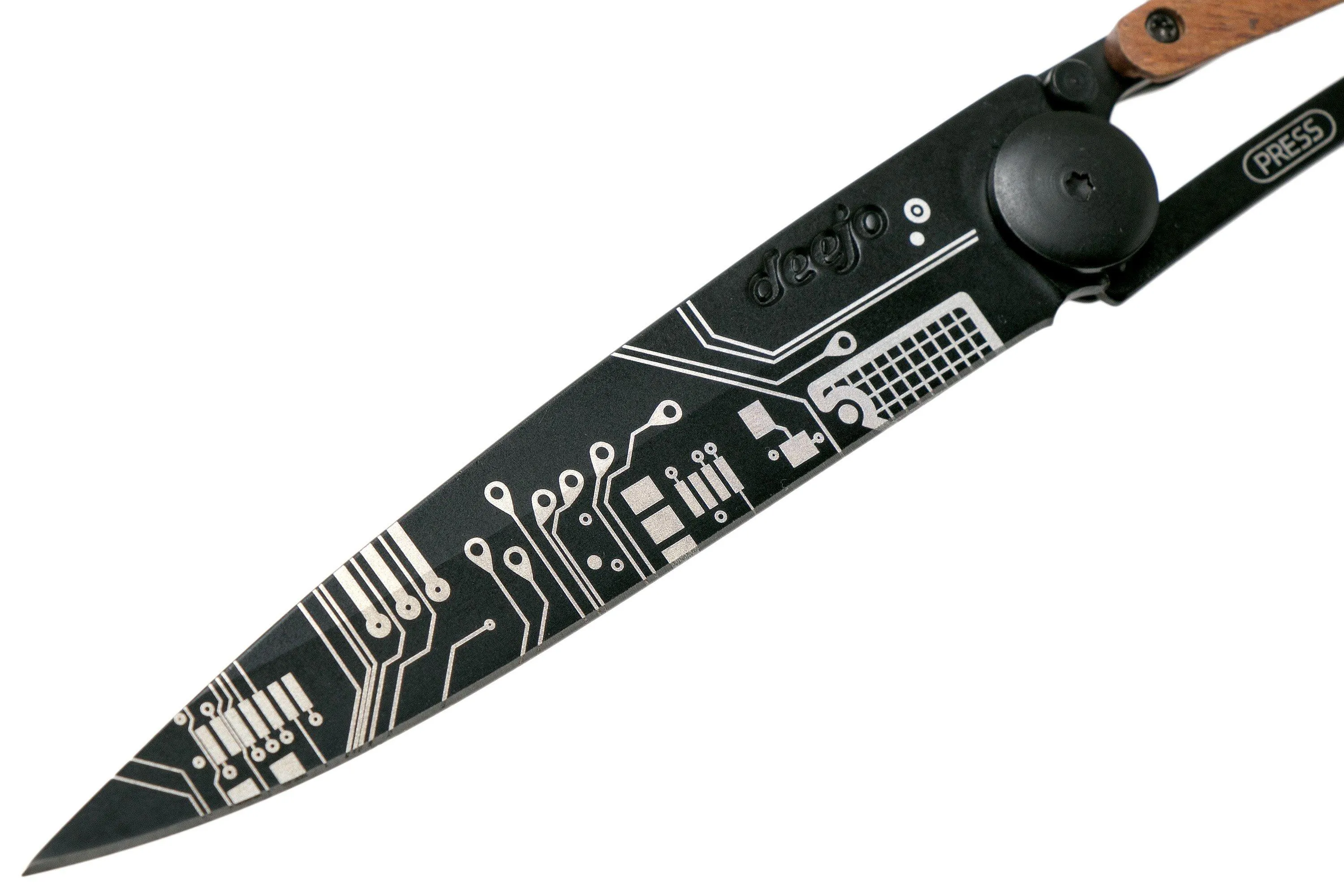 Deejo Tattoo Black 37g, madera Coral, Circuit Board 1GB000150 navaja