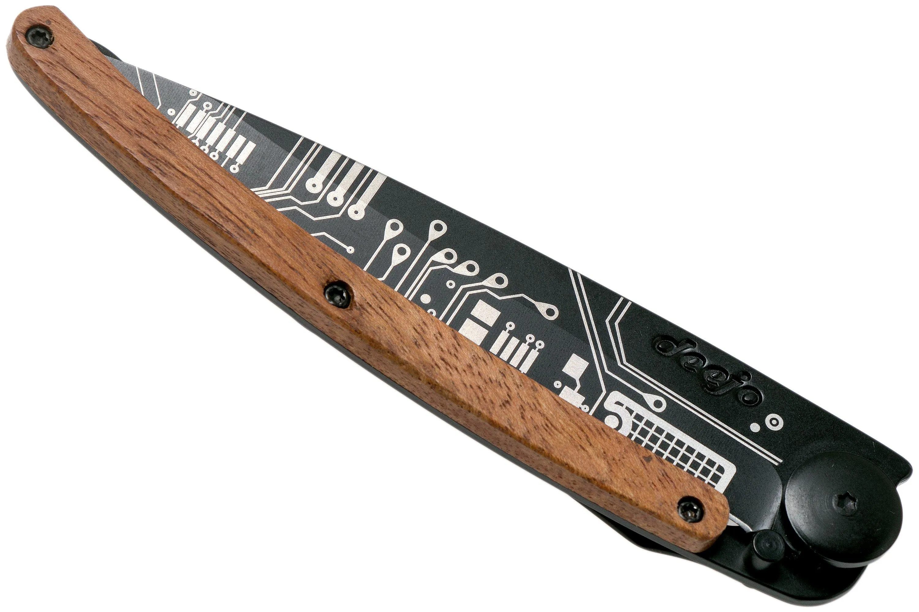 Deejo Tattoo Black 37g, madera Coral, Circuit Board 1GB000150 navaja