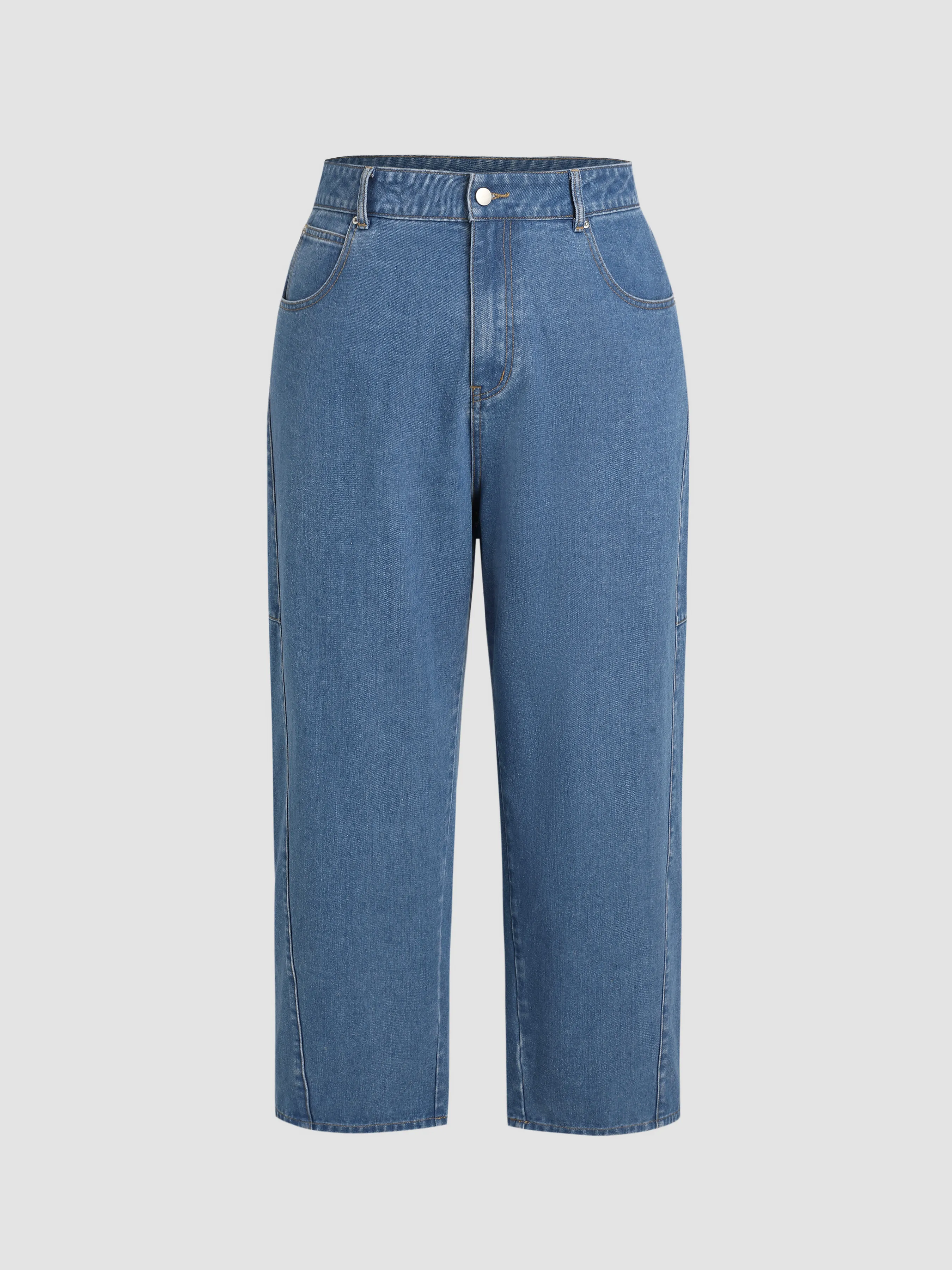 Denim Cintura Alta Bolsillo Jeans Afilados Curvy
