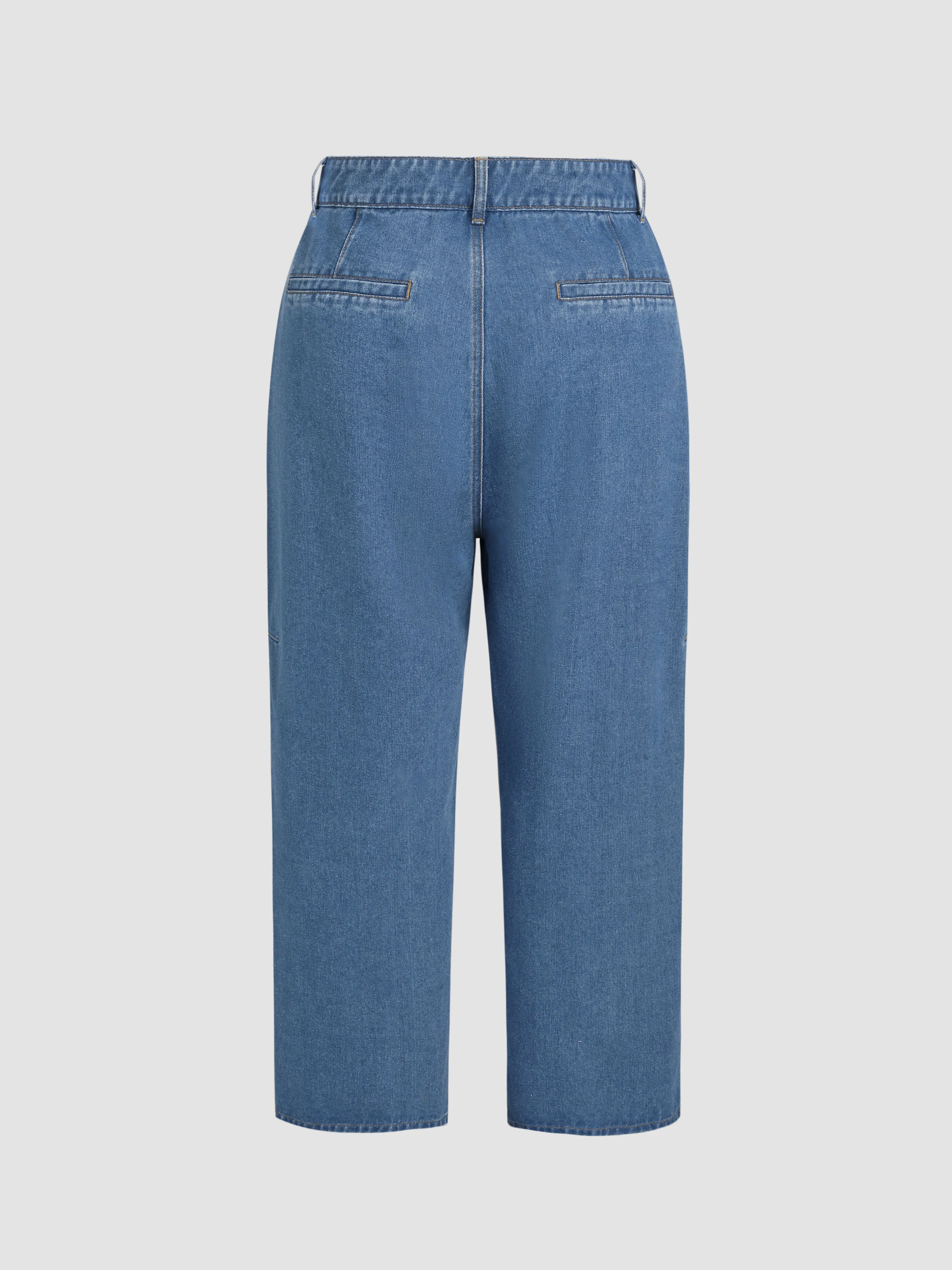 Denim Cintura Alta Bolsillo Jeans Afilados Curvy