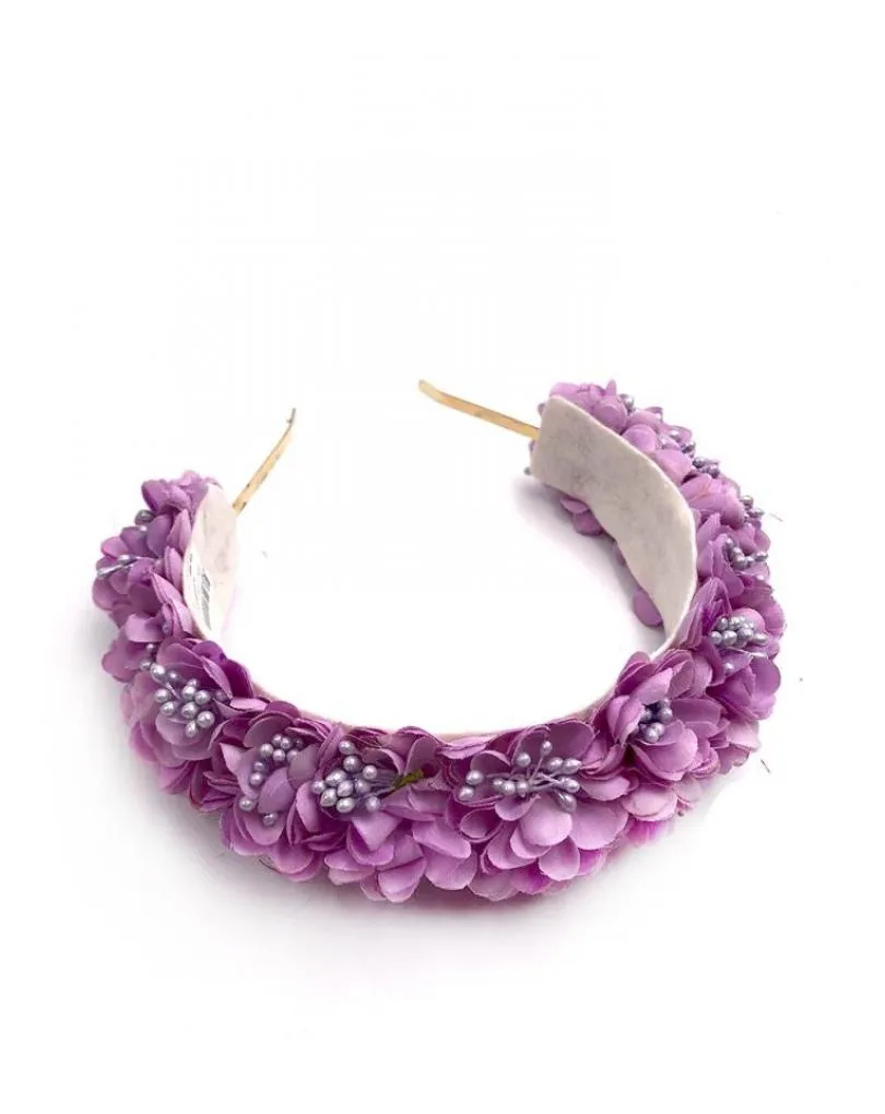 DIADEMAS BODA LILAS CON FLORES BONITAS ESPECIAL INVITADAS