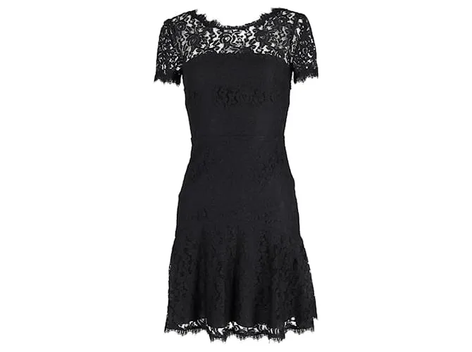 Diane von Furstenberg Minivestido de encaje Fifi en rayón negro 