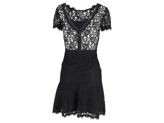 Diane von Furstenberg Minivestido de encaje Fifi en rayón negro 