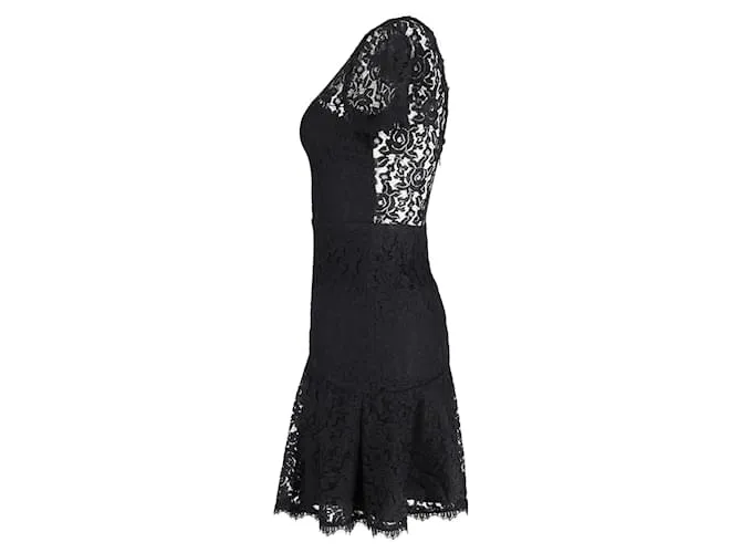Diane von Furstenberg Minivestido de encaje Fifi en rayón negro 
