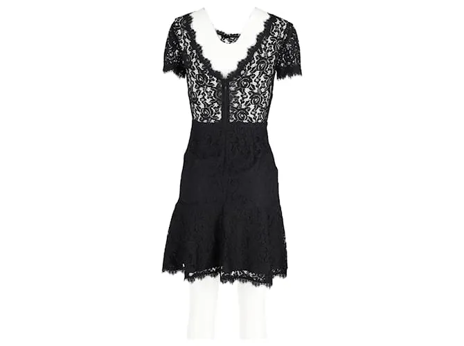 Diane von Furstenberg Minivestido de encaje Fifi en rayón negro 